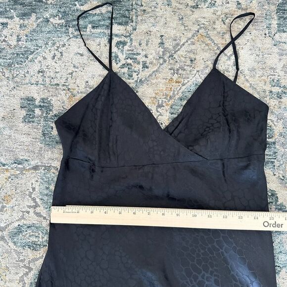 Vintage Silk Slip Dress Mini Women Medium Black Chemise Cami Y2K Nighty Romantic - Picture 9 of 10